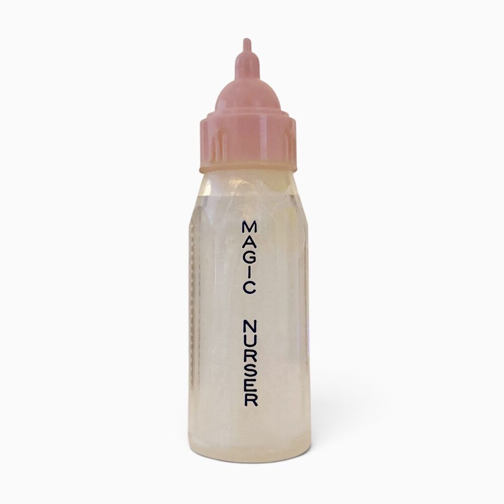 Vintage Plastic Baby Doll Bottle Magic Nurser Miner Ind Inc Pink Top Toy